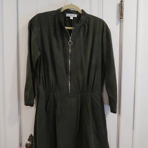 Amour Vert zip front silk dress green L